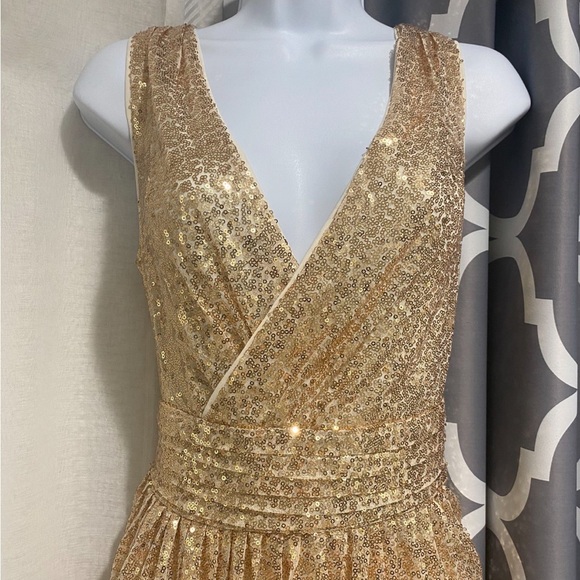 Gold Sequence Party Dress- Long - Picture 1 of 7